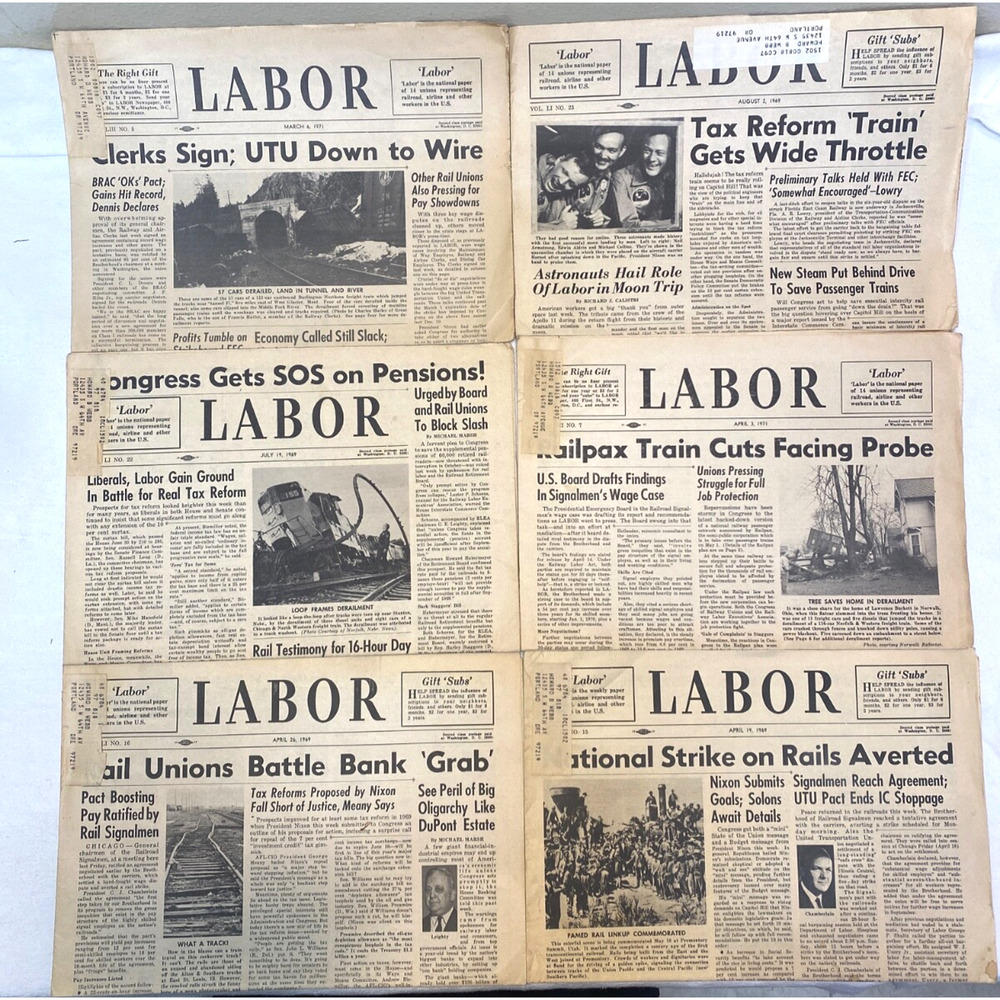 6 Labor Newspaper Washington DC Unions Railway + 1969-1971